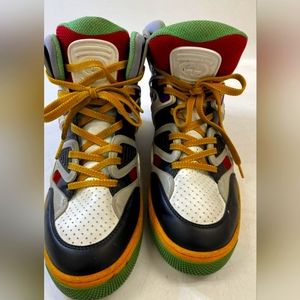 GUCCI High Cut Sneakers US8 White Leather/Athletic Made In Italy